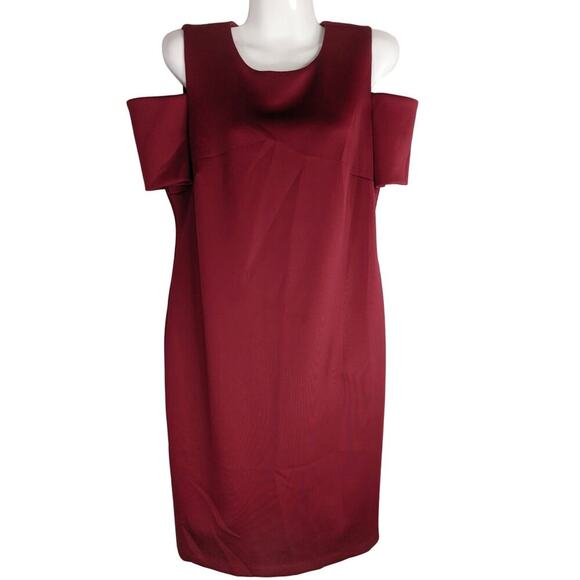 Calvin Klein Women's Solid Cold‎ Shoulder Evening Party Dress Red Size 12 NWOT - Picture 3 of 12